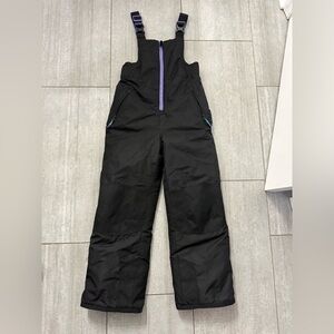 Champion Kids Ski Bib Pants – Black with Purple Accents – Size M (7–8)